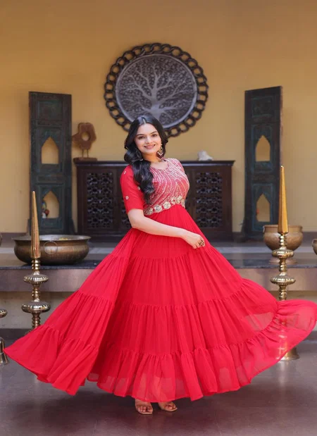Ka 1255 Faux Blooming With Embroidery Work Gown Collections